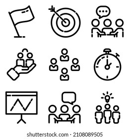 Business Flat Icon Set Isolated On White Background