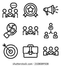 Business Flat Icon Set Isolated On White Background