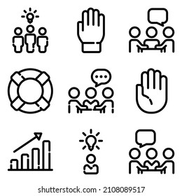 Business Flat Icon Set Isolated On White Background