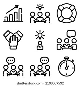 Conjunto De Iconos Planos De Negocios Aislados En Fondo Blanco