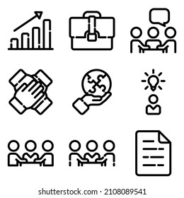 Business Flat Icon Set Isolated On White Background
