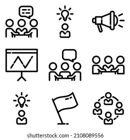 Business Flat Icon Set Isolated On White Background
