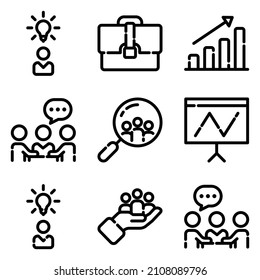Business Flat Icon Set Isolated On White Background