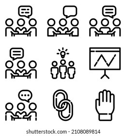 Business Flat Icon Set Isolated On White Background