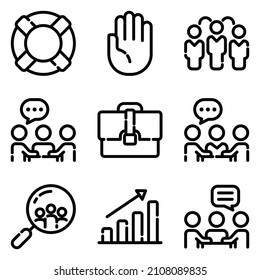 Business Flat Icon Set Isolated On White Background