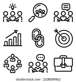 Business Flat Icon Set Isolated On White Background