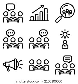 Conjunto De Iconos Planos De Negocios Aislados En Fondo Blanco