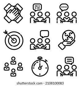 Conjunto De Iconos Planos De Negocios Aislados En Fondo Blanco