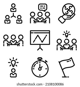 Business Flat Icon Set Isolated On White Background