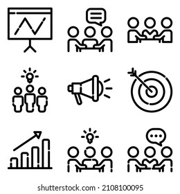 Conjunto De Iconos Planos De Negocios Aislados En Fondo Blanco