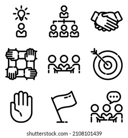 Business Flat Icon Set Isolated On White Background