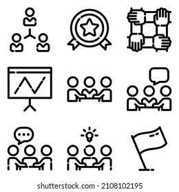 Business Flat Icon Set Isolated On White Background
