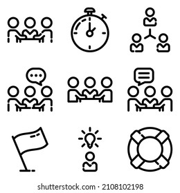 Business Flat Icon Set Isolated On White Background