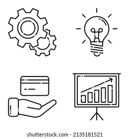 Business Flat Icon Set Isolated On White Background