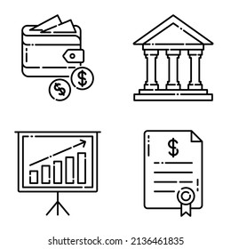 Business Flat Icon Set Isolated On White Background