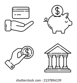 Business Flat Icon Set Isolated On White Background