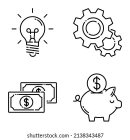Business Flat Icon Set Isolated On White Background