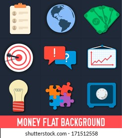 business flat icon set. Vector illustration