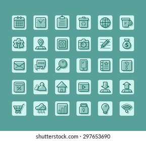 Business flat icon for web and mobile vector set