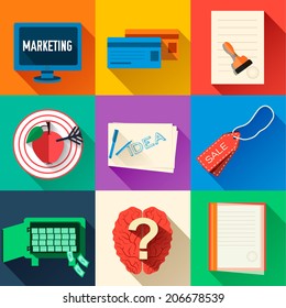 Business flat icons for infographic. Vector Illustration design