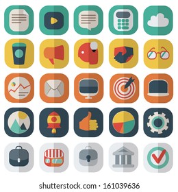 Business flat icons set