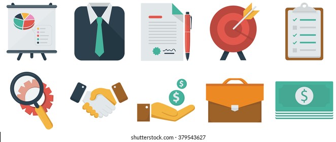 Business flat icons set