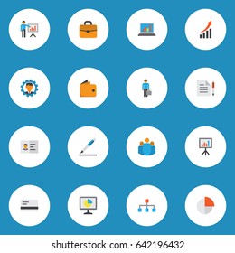 Business Flat Icons Set. Collection Of Increasing, Work Man, Hierarchy And Other Elements. Also Includes Symbols Such As Payment, Screen, Id.