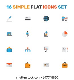 Business Flat Icons Set. Collection Of Payment, Group, Work Man And Other Elements. Also Includes Symbols Such As Work, Signing, Presentation.