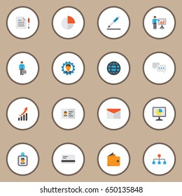 Business Flat Icons Set. Collection Of Payment, Chatting, Developer And Other Elements. Also Includes Symbols Such As Graph, Letter, Identification.