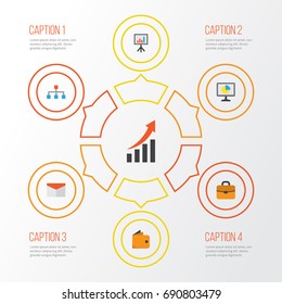 Business Flat Icons Set. Collection Of Billfold, Statistics, Hierarchy And Other Elements. Also Includes Symbols Such As Suitcase, Statistic, Billfold.