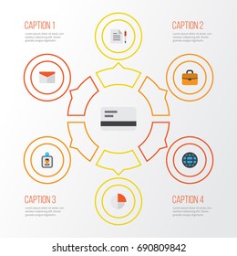 Business Flat Icons Set. Collection Of Global, Payment, Envelope And Other Elements. Also Includes Symbols Such As Bank, Mail, Graph.
