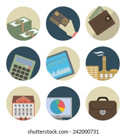 Business  flat icons. Set of round icons