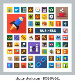 Business flat icons set. Vector illustration.