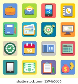 Business flat icons set for web or mobile vector illustration