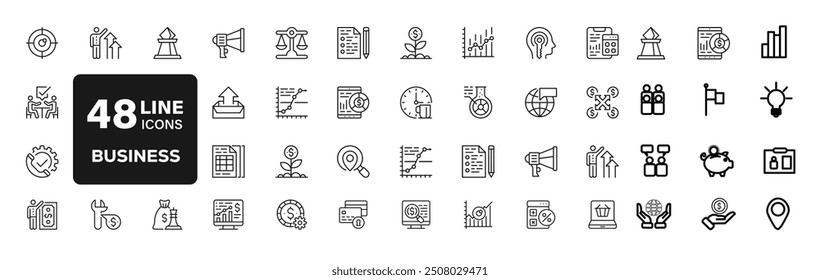 business flat icons set. Workplace  teamwork  desk  partnership  planning  coworking  management icons and more signs. Flat icon collection.