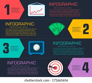 Business flat infographic template with text fields. Vector Illustration