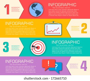 Business flat infographic template with text fields. Vector Illustration