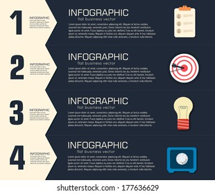 Business flat infographic template with text fields. Vector Illustration