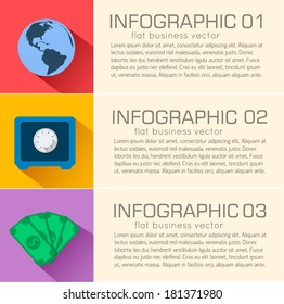 Business flat infographic template with text fields. Vector Illustration