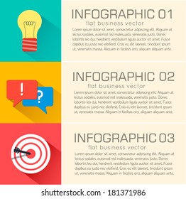 Business flat infographic template with text fields. Vector Illustration
