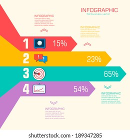 Business flat infographic template with text fields. Vector Illustration