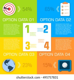 Business flat infographic template with text fields. Vector Illustration