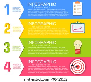 Business flat infographic template with text fields. Vector Illustration