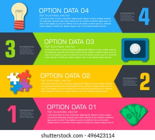 Business flat infographic template with text fields. Vector Illustration