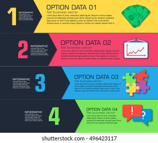 Business flat infographic template with text fields. Vector Illustration