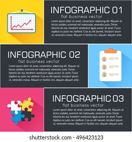 Business flat infographic template with text fields. Vector Illustration