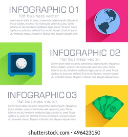 Business flat infographic template with text fields. Vector Illustration