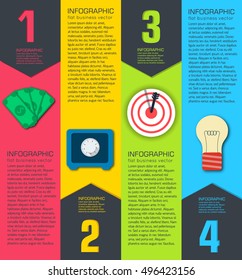 Business flat infographic template with text fields. Vector Illustration