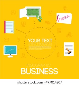 Business flat infographic template with text fields. Vector Illustration design