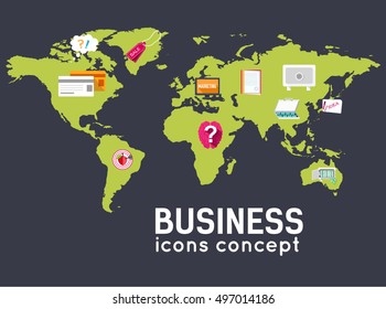 Business flat infographic world  template with text fields. Vector Illustration